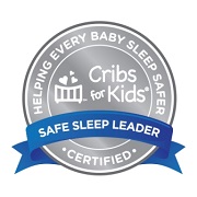The Silver Safe Sleep Leader seal from Cribs for Kids