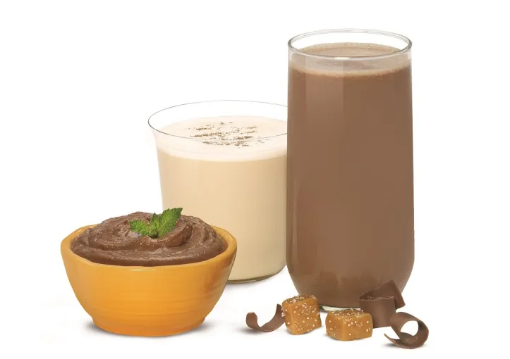 A variety of cold meal replacement beverages