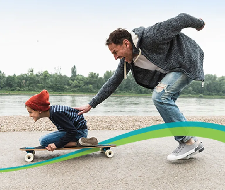 Father and Son skateboarding
