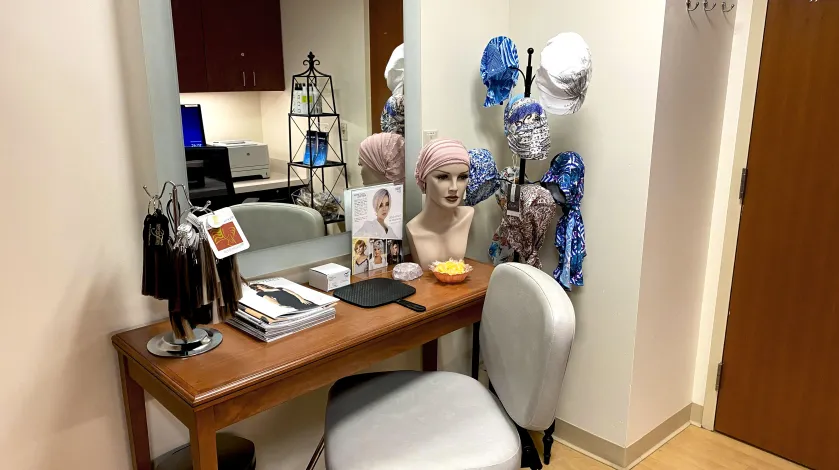 Desk of wig services space