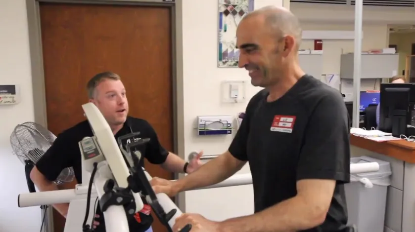 Patient on treadmill observed by Provider