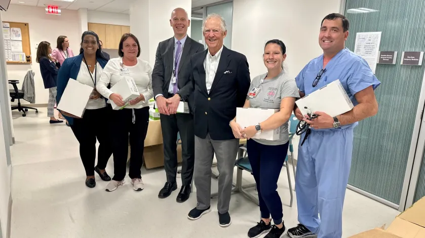 Braintree based OOFOS recently donated comfort shoes to South Shore Hospital's ED staff