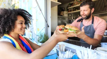 Woman eating healthy at a restaurant