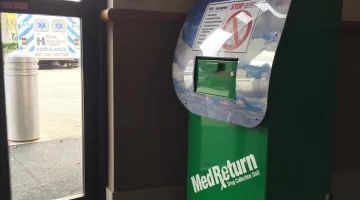 Prescription drop box outside of South Shore Hospital