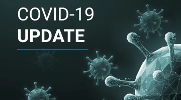 A graphic illustration with COVID-19 virus 