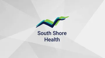South Shore Health logo overlaying gradient background