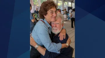 Michael and Louisa share a photo of themselves for a patient story at South Shore Health