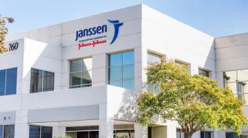 The outside of a corporate building for Johnson and Johnson