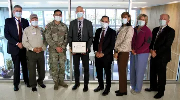 South Shore Health receives the Patriot Award from the Department of Defense in November of 2021.