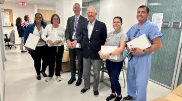 Braintree based OOFOS recently donated comfort shoes to South Shore Hospital's ED staff